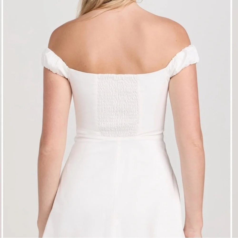 Favorite Daughter Off-Shoulder White Button-Front Mini Dress - Picture 3 of 12